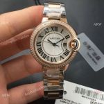 Swiss quartz - Copy TW Cartier Ballon Bleu Medium 33 2-T Rose Gold Double-row Diamond Watch